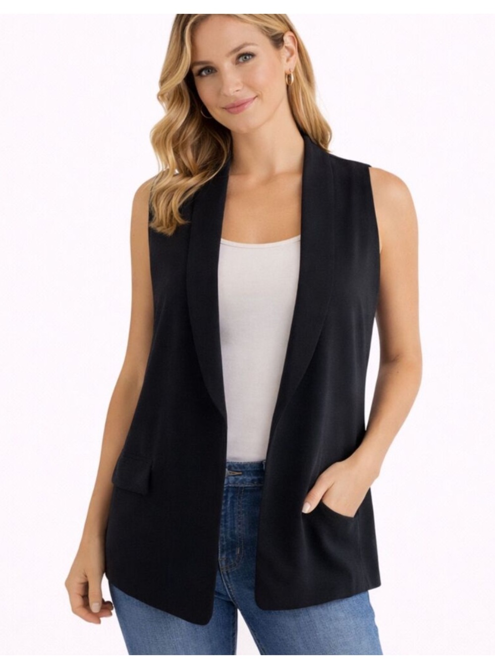 Derek Lam Design Nation Black Blazer Vest Sizs Small